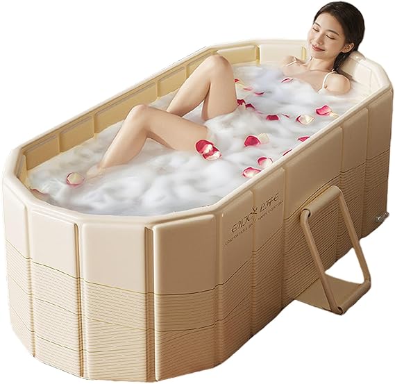 Foldable Bathtub for Adult Large 59'in Collapsible tub Portable Bathtub for Bathroom Folding SPA Tub for Shower Stall, Ideal for Small Spaces