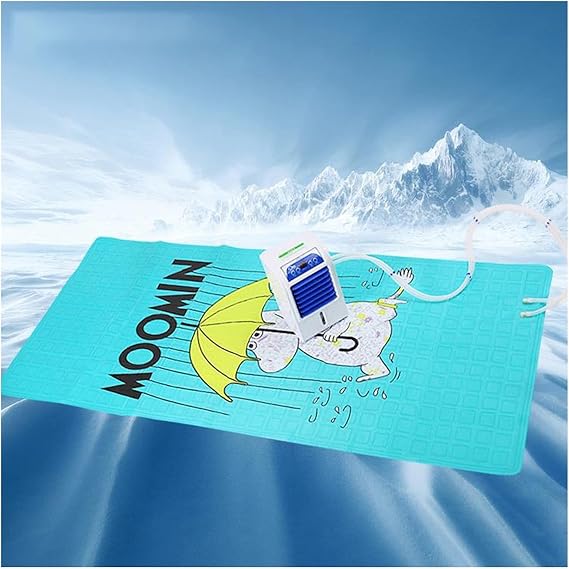 Cooling Fan Touch Cooling Bed Pad Cooling Air Fan Sleeping Mat, Air Conditioning Water Cooling Mattress, Mattress Cooling System, Blue