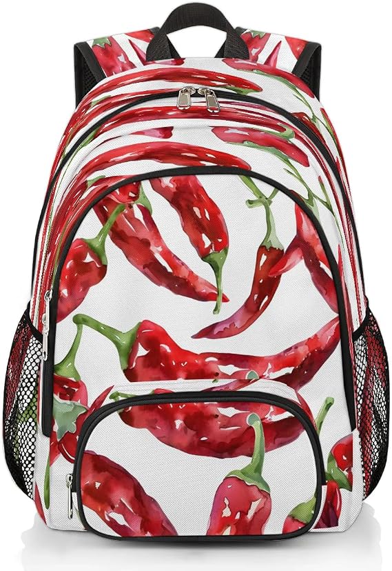 Chilli Backpack for Women Men Laptop Backpack Work Bag Travel Hiking Camping Red Pepper Casual Daypack