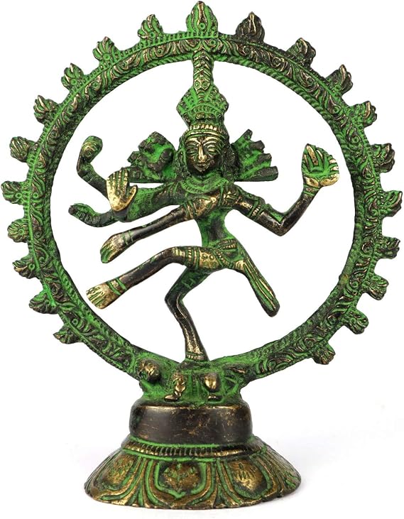 ASHIRWAD Lord Shiva Natraj Dancing Brass Statue Idol Sculpture for Home Decor Temple | AE000007-03 (5 inches)