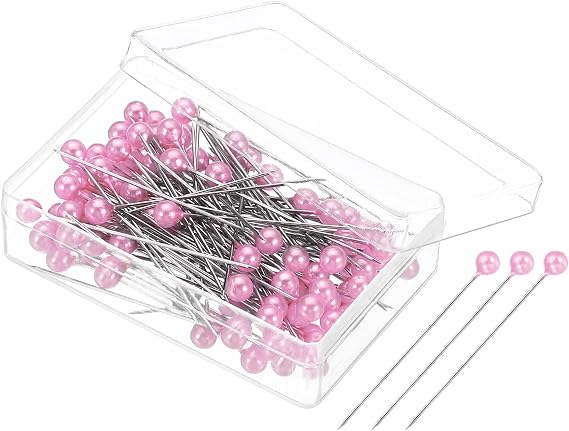 PATIKIL Sewing Pins, 100 Pcs 1.5 Inch Straight Pin with Plastic Pearlized Ball Head for Fabric Decorative Jewelry DIY Craft Sewing Project, Light Pink