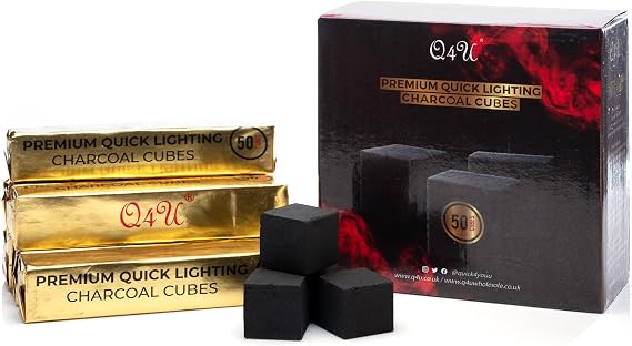 Q4U Quick light Charcoal Coal Premium Quick light Charcoal Coal 50 cubes 10 roll (25mm Cubes)