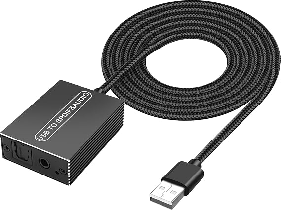 XMSJSIY USB to Optical SPDIF Toslink & 3.5mm Jack Audio Adapter Converter | for TV, PS5, PS4, PC, Laptop,Smartphone to Sound Box Amplifier -1.2M/ 3.9FT 1 PCS