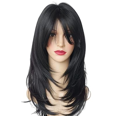 26 Inch Women Long Straight Layered Hair Wigs Ladies Black Cosplay Full Wig For Daily Use, Party, Halloween, Cosplay