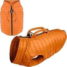 Gooby Dog Puffer Vest with Lift Handle Warm Lightweight Winter Jacket for Small Dogs, Easy On/Off Design, Orange, Medium