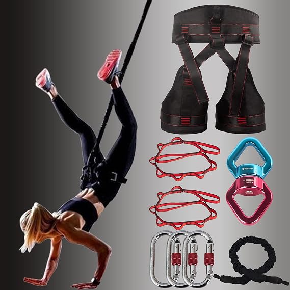DASKING Natural Latex Resistance Bands Set - 3-Level for Suspension Trainer for Home Gym, Yoga & Recovery (Adjustable Harness, Exercise Guide)