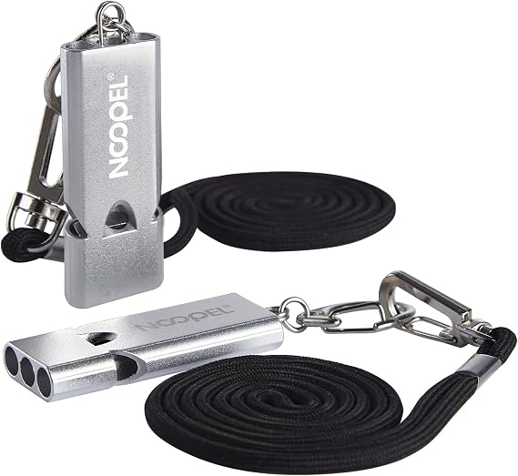 Noopel Whistle Emergency Three Tubes Survival Whistles 2 Pack with Lanyard and Keychain for Hiking Camping Kayak Sports Outdoor Safety Kids Lifeguard Rescue Signaling