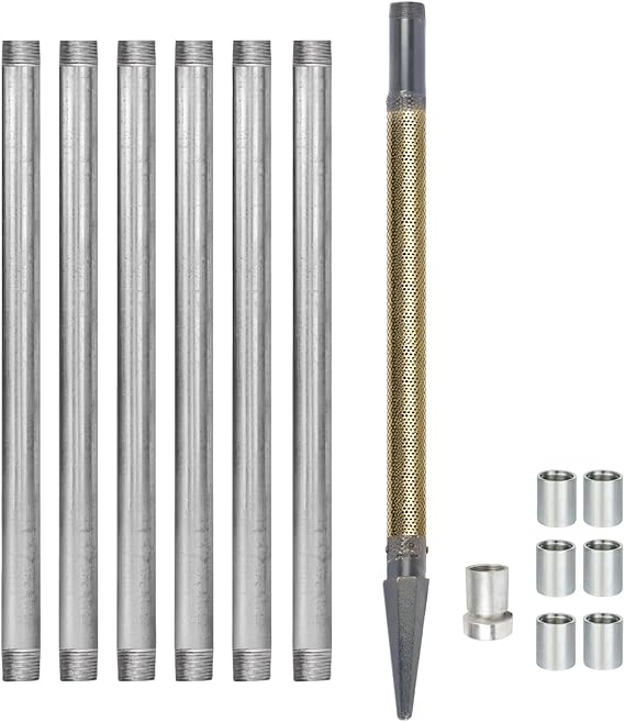 Bacteriostatic Brass Well Point Kit, Heavy Duty 1-1/4" NPT Copper Filter Screen System, DIY Shallow Water Source Alternative for Off Grid Household Sustainability(7.15 m (23.4ft) Kit)