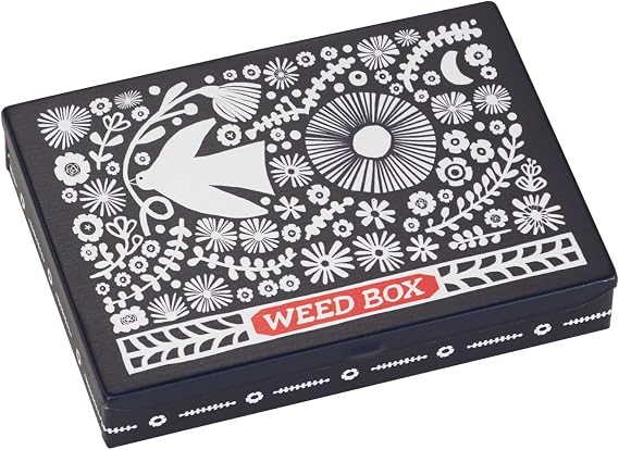 Blue Q Hinged Pocket Box - Small Storage Box, Tin Container - Weed Box | Small Gift Box with quirky design, tin-plated steel, hinged lid, 4.25" x 3" x 0.75" size, small tins with lids for essentials