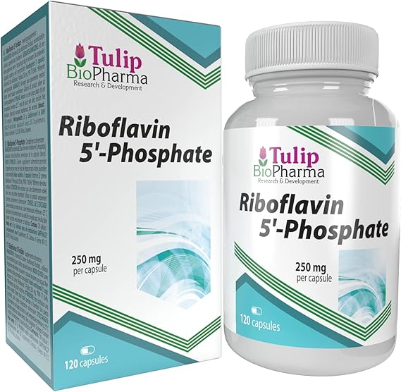Tulip BioPharma Vitamin B2 (Riboflavin 5'-Phosphate) 250mg 120 Capsules, 3rd Party Lab Tested, High Strength Supplement, Gluten and GMO Free