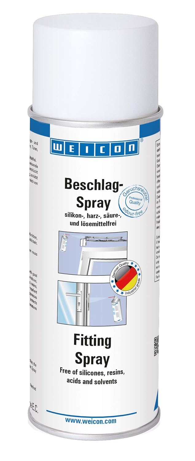 WEICON Fitting Spray 200 ml, lubricating oil for fittings and hinges on windows, doors, garages, cars, locks, etc.