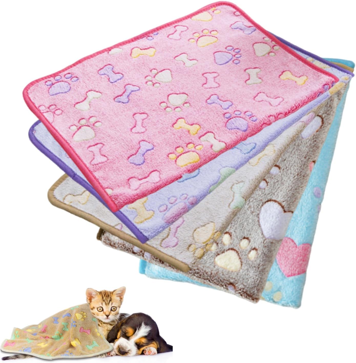 Pet Blanket, 5 Pcs Waterproof Guinea Pig Blankets, Reusable Washable Small pet Fleece Bedding for Small Pet Dog Cat Hamster Chinchilla Ferret Hedgehog(White Coffee Pink Purple Mild yellow)