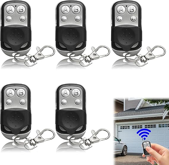 5 PCS Garage Door Remote Fob,433MHz Universal Garage Door Remote with 4 Buttons,Garage Remote Control Key Fob for Garagee Doors Roller Shutters Electric Gates
