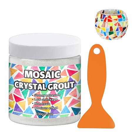Mosaic Crystal Grout, Mosaics Tile Tools, Mosaic Tile Accessories Essential for Handmade Grouting and Perfect for DIY Craft Projects (White, 6.3oz)
