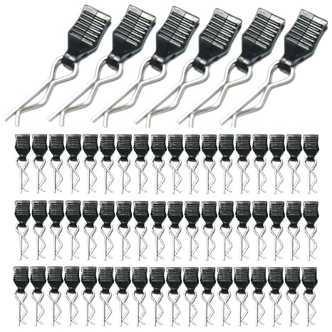 60PCS 1mm RC Body Clips with Pull Tabs for All 1/12 1/14 1/16 1/18 Scale Hyper go,Redcat Traxxas HPI Himoto HSP Exceed RC Car Body Clips,for SCX24 TRX4M H165 RC Car Truck Buggy Parts
