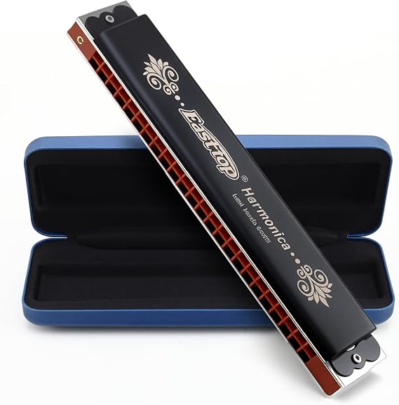 East top 24 Holes Tremolo Harmonica Key of C, Tremolo Mouth Organ Harmonica for Adults, Professionals and Students (T2406K-C)