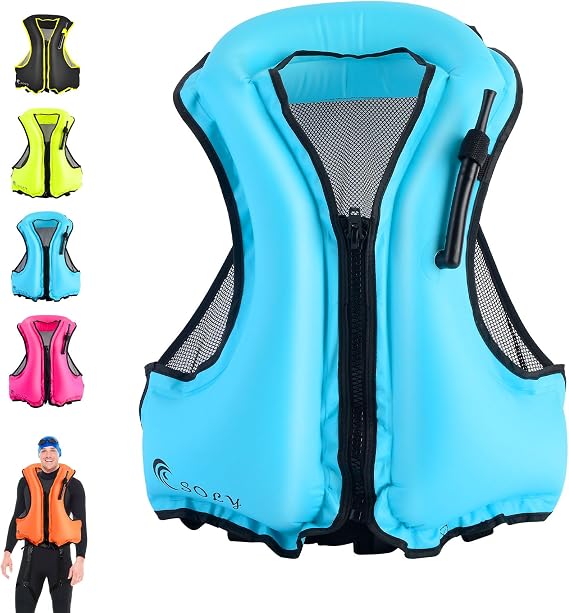 SOLY Inflatable Snorkel Vest for Adults,Snorkeling Vest,Snorkeling Vest for Kayaking Canoeing Water Sports Safety.
