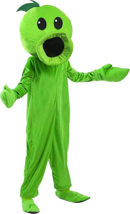 Adult Plants vs Zombies Peashooter Costume, Zombie Game Jumpsuit With Headpiece, Halloween or Cosplay Outfit