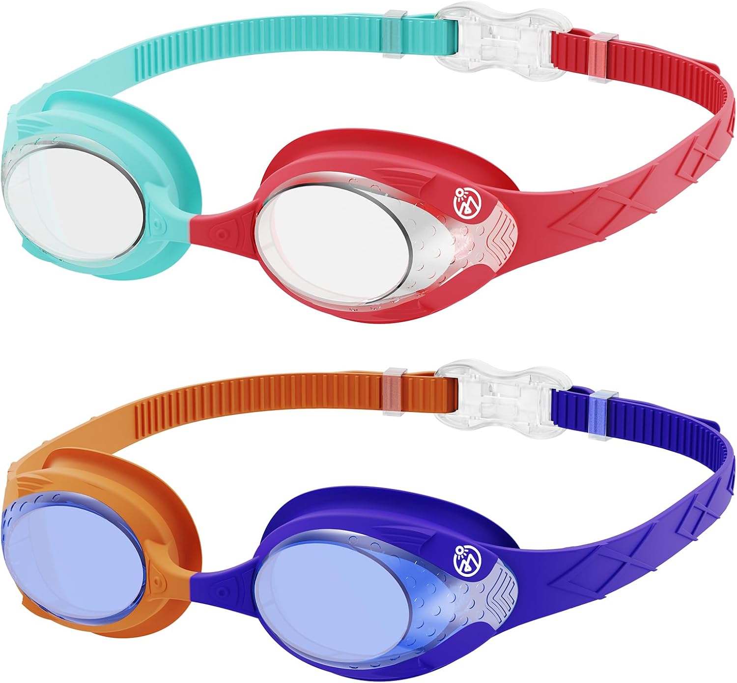 OutdoorMaster Kids Swim Goggles 2 Pack - Quick Adjustable Strap Swimming Goggles for Kids
