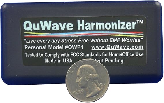 EMF Protection & Improved Well-being. Boosts mental & physical, fights EMF, stress, illness, negative energy. Emits protective Orgone-Chi Schumann Resonance Field. (QuWave Personal Harmonizer QWP1B)