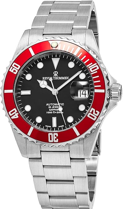Revue Thommen Diver 42 MM Mens Black Dial Stainless Steel Automatic Date Swiss Watch 17571.2136