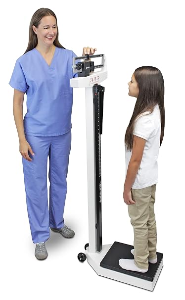 DETECTO 438 Mechanical Physician Beam Scale with Height Rod/Wheels