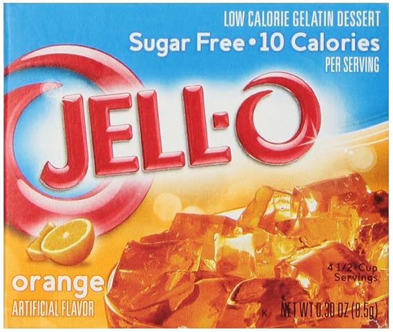 Jell-O Orange Flavor Sugar-Free Gelatin Mix, 0.30 Ounce (8.5G),
