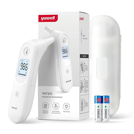 yuwell Digital Thermometer for Adults and Kids | Medical Graded Ear Thermometer, Baby and Kid Friendly | Measurement in Seconds, High Temperature Alert, Large Display, 7 Reading Storage