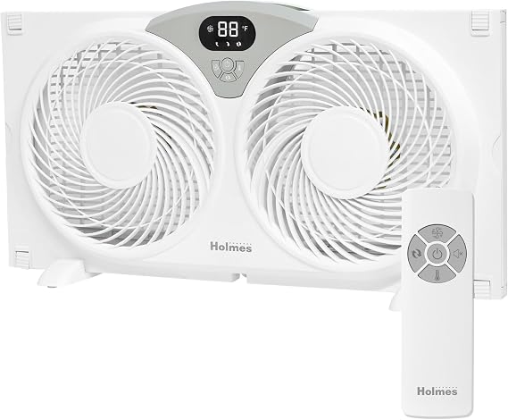 Holmes 9" Digital CleanBreeze Window Fan Twin Blade Remote Thermostat