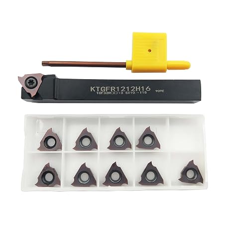 GBJ KTGFR 1212H16 + TGF32R 120 BP1025 1.2mm Carbide Grooving Cutting Holder Shallow Grooving Cut-Off Tool Holder with Inserts (KTGFR 1212H16 + TGF32R 120 BP1025)
