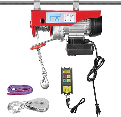 Electric Hoist 880LBS, Auto Lifting Electric Hoist, Wireless Remote Control Electric Cable Hoist with 12m Rope, 110V Electric Winch Crane Electric Hoist for Garage Ceiling Factory Warehouse