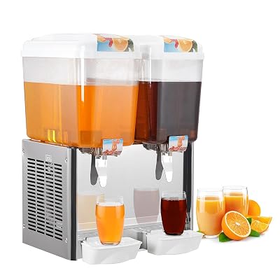 Commercial Beverage Dispenser, Towallmark 2 Tanks 9.5 Gallon 36L Commercial Juice Dispenser, 18 Liter Per Tank, 280W Stainless Steel Food Grade Ice Tea Drink Dispenser with Thermostat Controlle