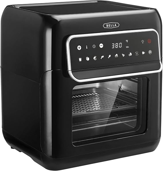 BELLA (14754) 10 Liter Air Convection Fryer Oven Dehydrator with Accessories Bundle, Black