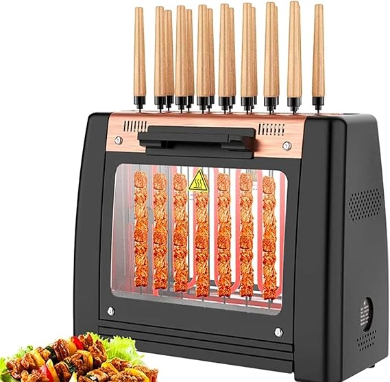 1200W Electric Barbecue Grill, Smokeless 360 Automatic Rotating Lamb Skewers Vertical Grill Cooks Kebabs Skewers and Roasts,16 String BBQ Grill for Indoor and Outdoor
