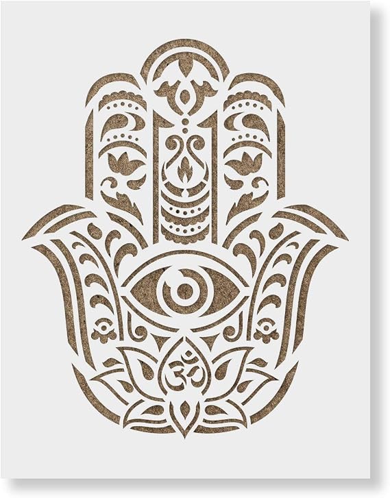 Hamsa Palm Mandala Stencil - Mandala Stencil, Spiritual Stencil, Stencil for Painting, Hamsa Palm Stencil, Hindu Stencil