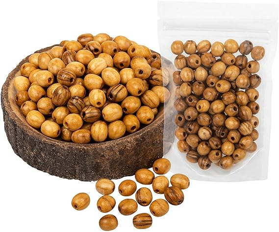 ZULUF 8mm Oval Bethlehem Olive Wood Rosary Beads - Natural Wooden Beads Wooden for Jewelry Making (60pcs) Cuentas de Madera Rosary Bracelet Craft Supplies Jerusalem with Certificate BEAD006