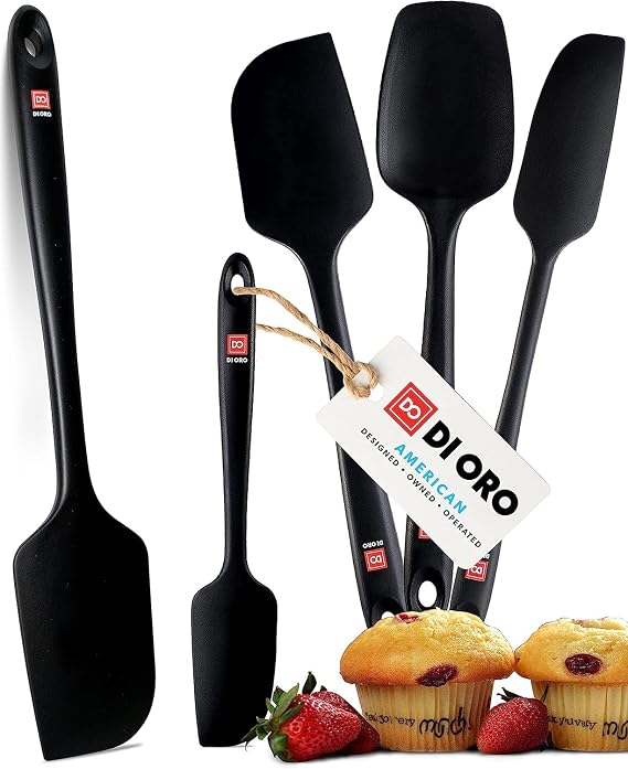 DI ORO Silicone Spatula Set - 600F Heat Resistant, 5-Pc Black