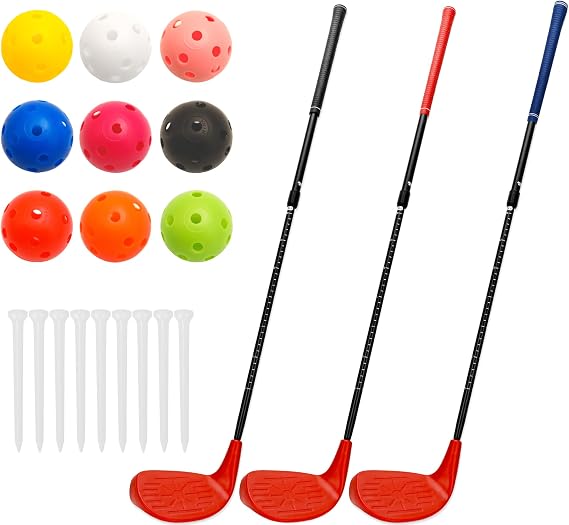 3 Pack Backyard Golf Club Set Adjustable Plastic Golf Club with Ball and Tees for Adults Outdoor Indoor Backyard Bucket Game Home Practice Gift