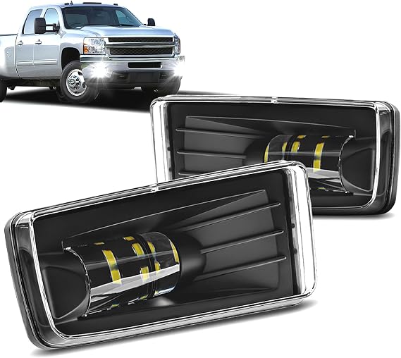 LED Fog Lights Compatible with 2007-2015 Chevy Silverado Avalanche Suburban Tahoe, 6000K White Fog Lamp Assembly Replacement | DOT Approved