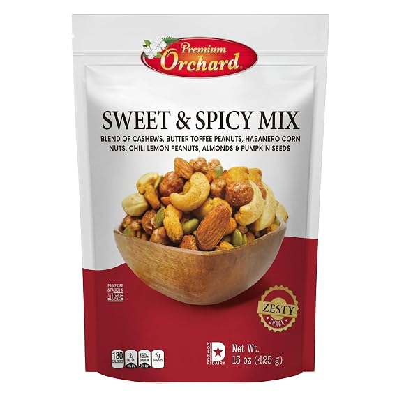 MIXED NUTS Sweet & Spicy Nut Mix - Salted Cashews Butter Toffee Peanuts Habanero Corn Nuts Chili Lemon Peanuts Almonds Dry Roasted Pumpkin Seeds Savory Snacks Packed Fresh Healthy Protein Snack Kosher