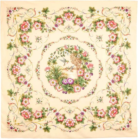 Pavlovo Posad Cotton Shawl for Women 45.3x45.3 (115x115 cm) 100% Cotton Scarf for Women, Wrap, Fashion Scarves
