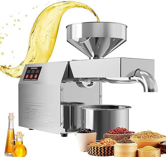 820W Electric Oil Press Machine,Commercial Oil Press Extractor,Cold Hot Press Food Grade All Stainless Steel High Oil xtractor, Peanut Sesame Canola Coconut Sunflower Seeds,110V