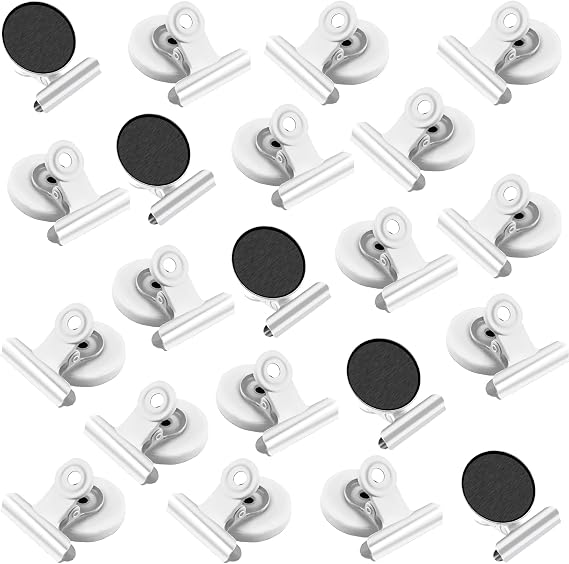 VNDUEEY 20 Pack Fridge Magnets Refrigerator Magnets, Strong Magnetic Clips Heavy Duty, Magnet Clips for Whiteboard, Magnets for Fridge Locker Office Accessories (White)