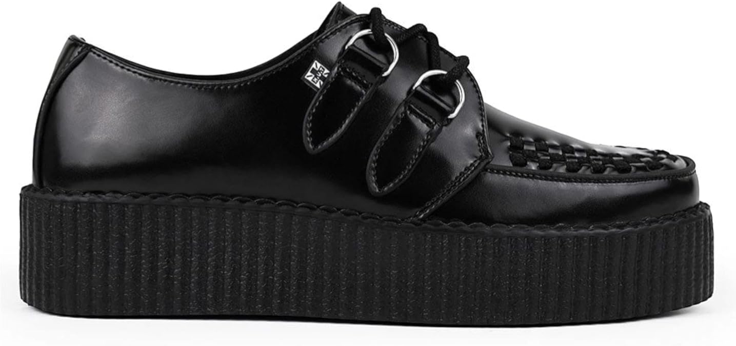TUK Footwear Unisex Viva High Creepers Leather Platform Lace-Up Goth Shoes