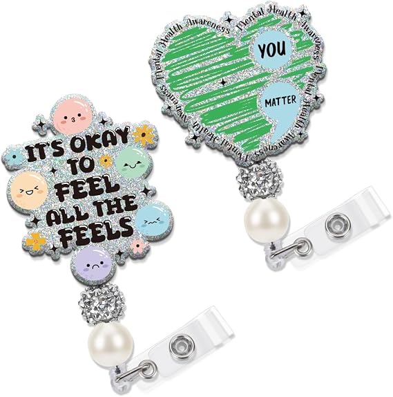 Mental Health Matters Badge Reel, Retractable Psych Nurse Badges Reel with Clip, Cute Name Tag Badge Holder for Social Worker Healthcare Doctor Nursing Accessories Medical Assistant Gifts