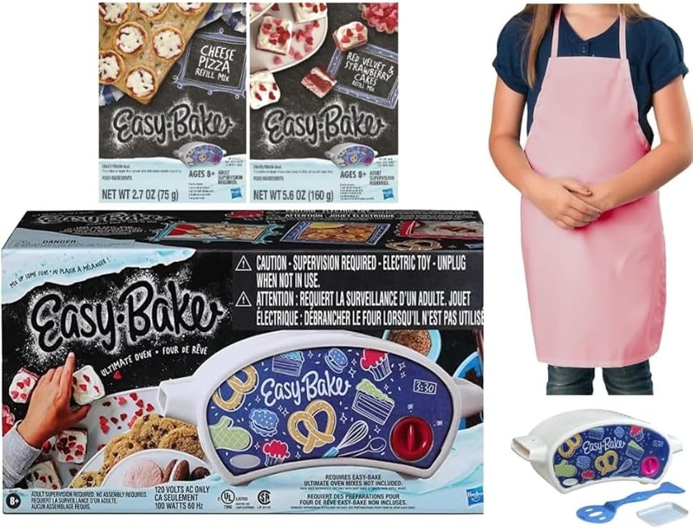 Easy-Bake Oven New Ultimate Creative Set Includes Oven with Pan and Spatula, Red Velvet Strawberry Cake and Party Pretzel Dippers Refill Mixes Plus Apron (Colors May Vary)
