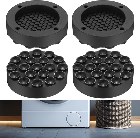 4 Pcs Washing Machine Vibration Pads, Anti Vibration Pads for Washing Machine Feet Anti Vibration Shock Absorber Noise Cancelling Pad, Non Slip Tumble Dryer Feet for Dryer Dishwasher Refrigerator