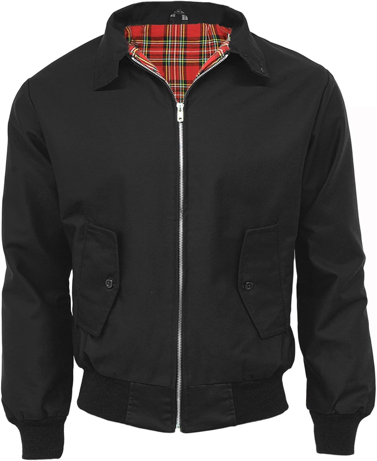 G5 APPAREL Mens Classic Vintage Scooter Harrington Bomber Jacket | Tartan Lined | Biker - Beige