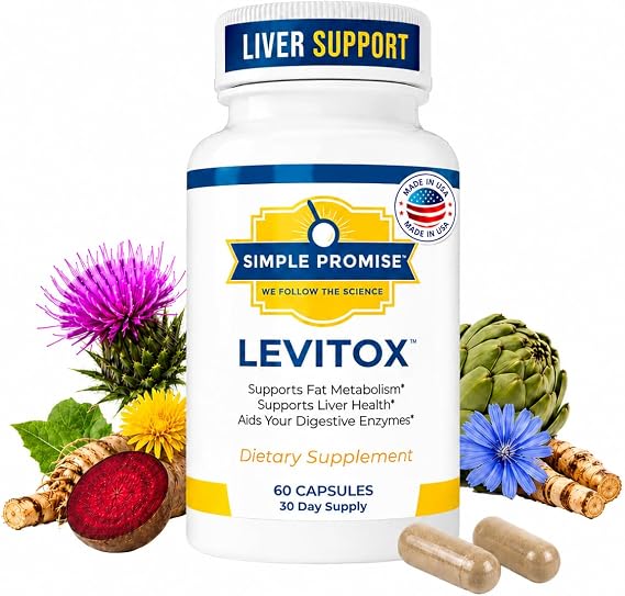 Simple Promise Levitox - Milk Thistle Liver Detox Supplement with Dandelion Root and Artichoke Extract - Supports Liver Health, Metabolism and Digestion - 60 Capsules