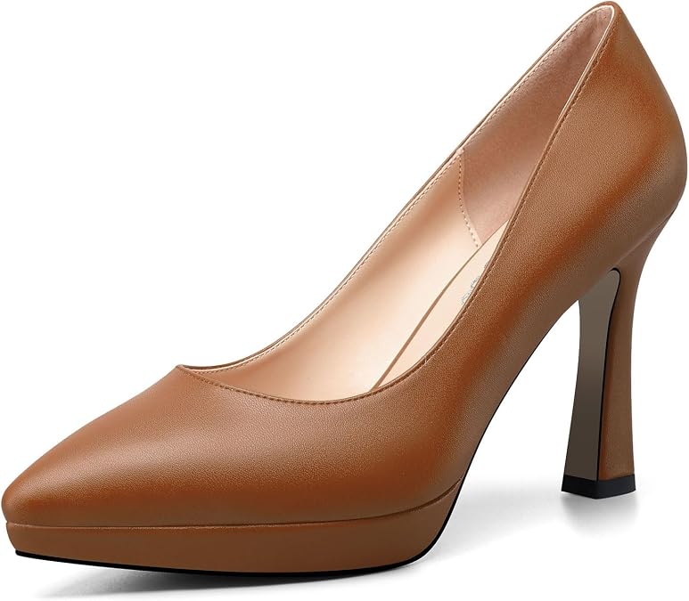 Aisicoo Womens Stiletto High Platform Heel Pointed Toe Pumps Slip-on Prom Wedding Basic Classic Summer 3.9 Inches Heels
